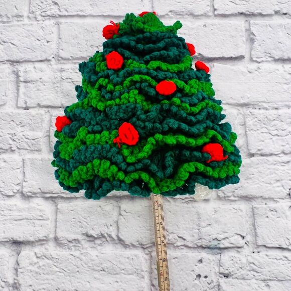 Vintage Handmade Crochet Christmas Tree Tabletop Holiday Decor 11"x8" - Picture 7 of 8